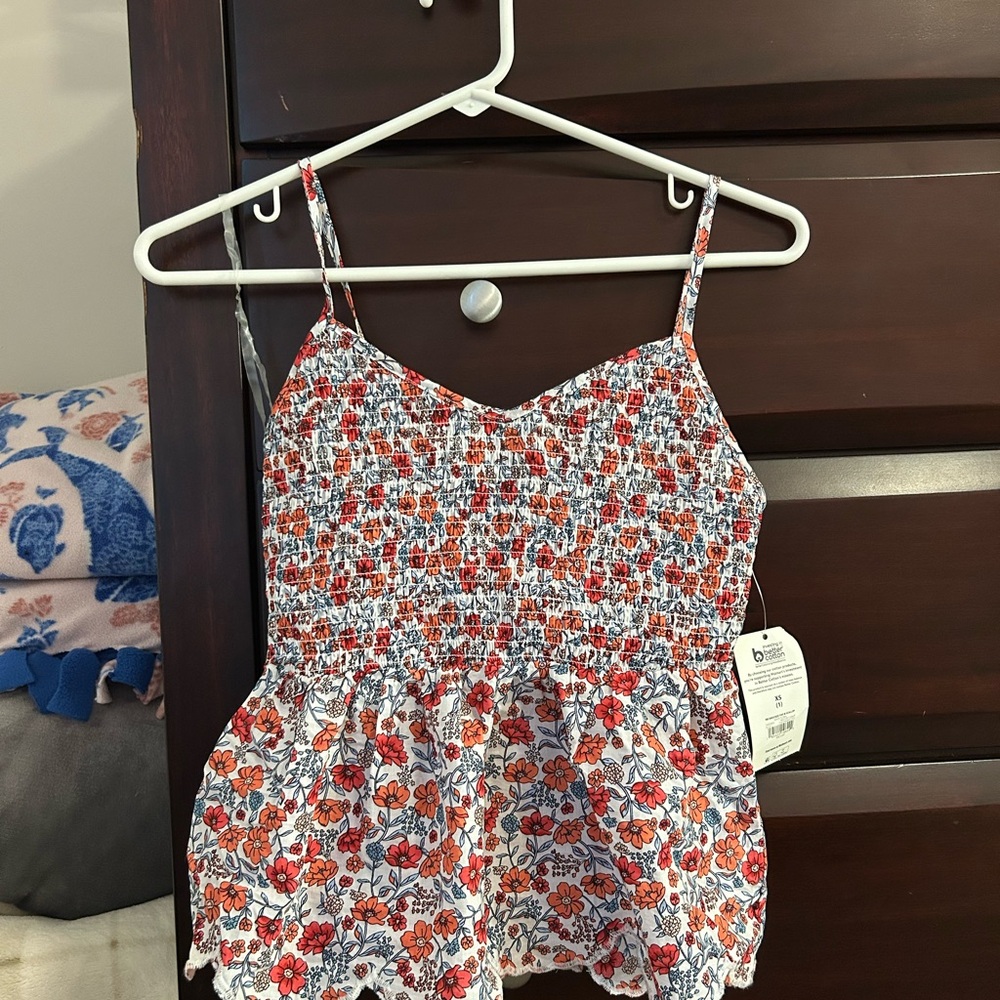 No Boundaries Floral Smocked Top - Red and Blue